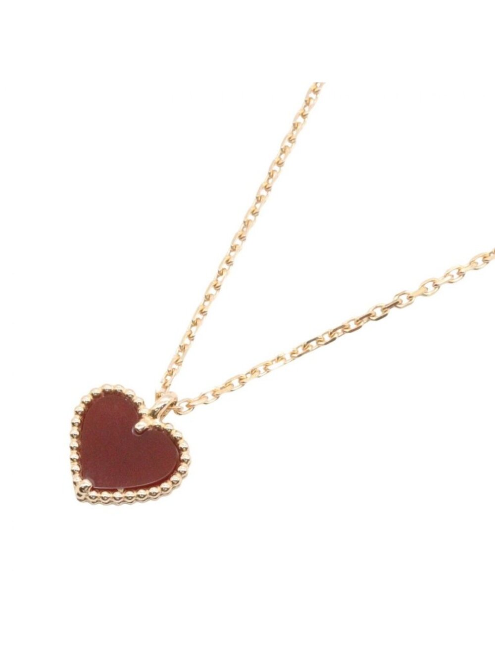 Van Cleef & Arpels Necklace Sweet Alhambra Heart 39.5 18k Pink Gold Carnelian